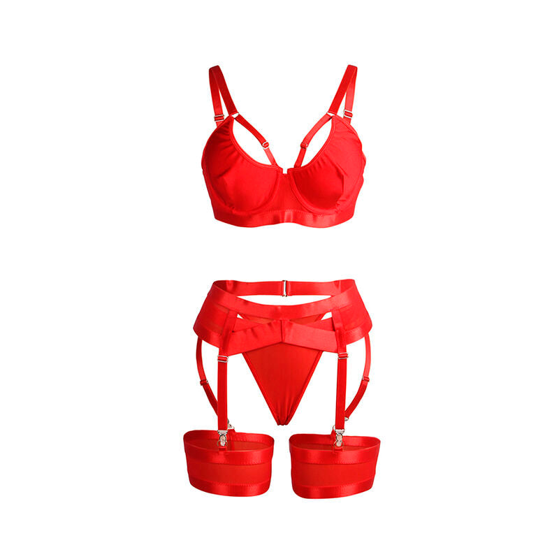 SUBBLIME - 955250 REGGISENO BONDAGE ROSSO CON GIARRETTIERA S/M